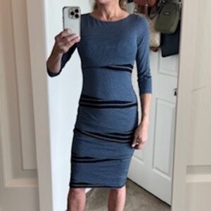 M Anthropologie Bailey 44 Column Layered Navy Striped Dress